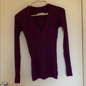 Purple V-neck sweater